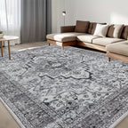 Bohemian Area Rug Washable Ultra-Soft Non-Slip Retro Foldable Living Room Bedroom Rug Beige Grey 4x6 5x7 6x9 8x10 9x12