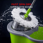 Spin Mop & Bucket with Wringer Set – Large No-Bend No-Splash Floor Mop with Dual Refills, Black Red or Mint Green