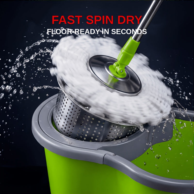 Spin Mop & Bucket with Wringer Set – Large No-Bend No-Splash Floor Mop with Dual Refills, Black Red or Mint Green
