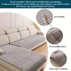 Quilted Short Plush Sofa Protector Set of 2 Ultra Soft Thick Non-Slip Sofa Mat – Pet Friendly, Machine Washable, Fits 3-Seater Sofa, Chaise & Bed Chair, Contemporary Home Decor