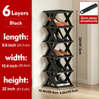 Stackable Shoe Rack Organizer 6 or 9 Tier – Plastic Vertical Shoe Shelf for Entryway, Hallway, Bedroom & Closet, Holds 6–9 Pairs, Easy Assembly, Black or White
