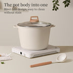 Hoarbar 10.5QT Non-Stick Soup Pot – Large Family Stock Pot, Even Heating, Electric Ceramic Gas Stove Compatible, White