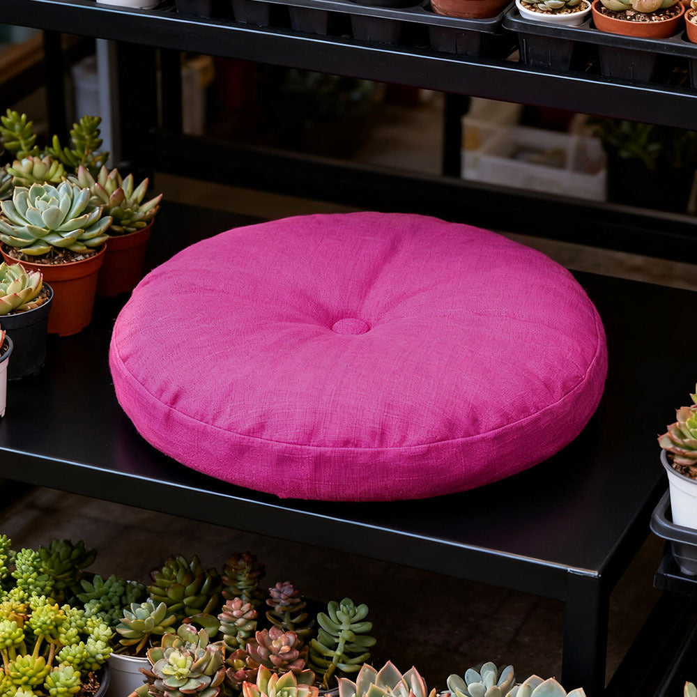 Round Seat Cushion 40x40cm 15cm Thick Firm Futon Meditation Mat Removable Linen Cover Chair Pad for Office Dining Chair Home Decor All Seasons Christmas