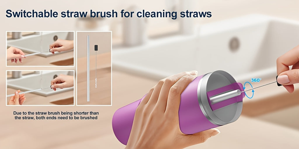 Electric Cup Scrubber 2-Speed IPX6 Waterproof – Type-C Rechargeable Bottle Brush Cleaner for 40oz Mugs, Tumblers & Water Bottles, Long Straw Brush & Wall Mount Storage, Kitchen Cleaning Tool