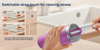 Electric Cup Scrubber 2-Speed IPX6 Waterproof – Type-C Rechargeable Bottle Brush Cleaner for 40oz Mugs, Tumblers & Water Bottles, Long Straw Brush & Wall Mount Storage, Kitchen Cleaning Tool