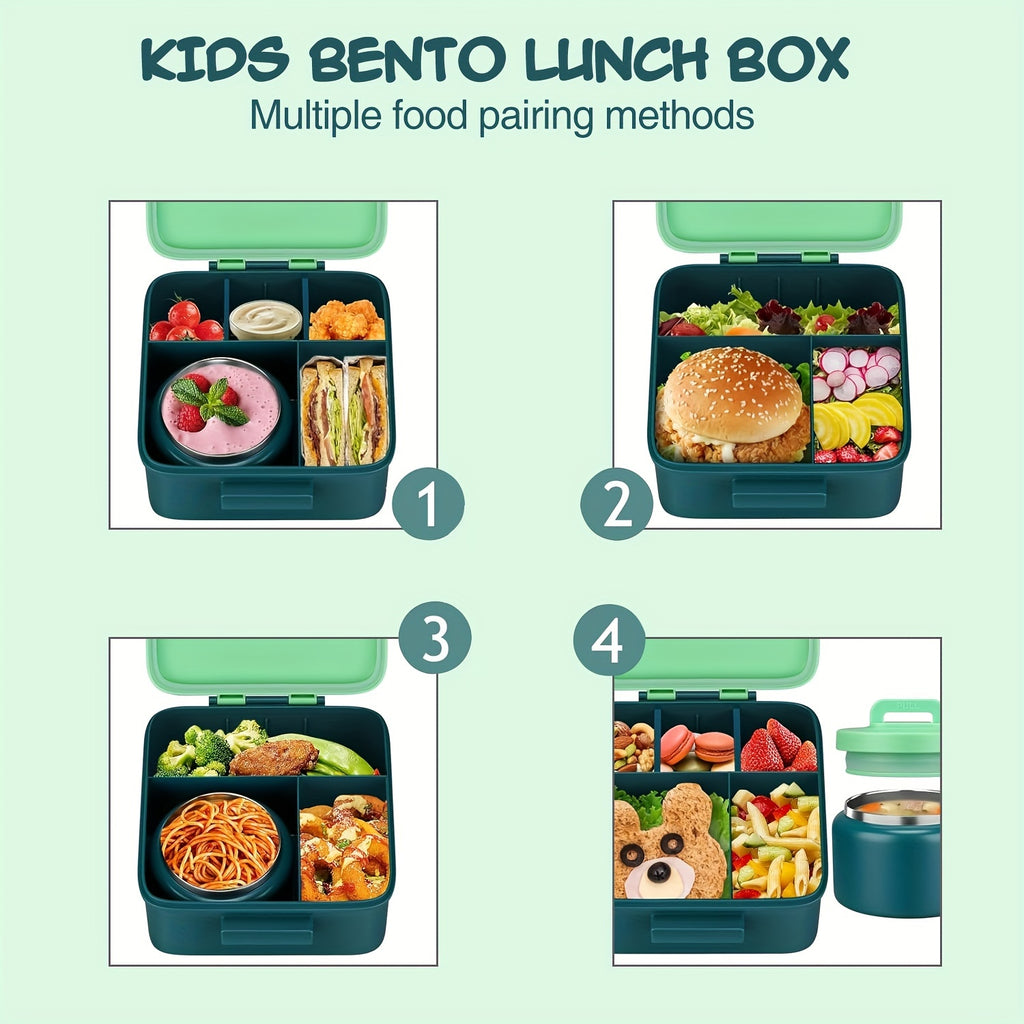 Stainless Steel Insulated Lunch Container Set 8oz Thermos Food Jar with Cooling Container for Kids School Work Meal Prep Purple Green