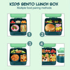 Stainless Steel Insulated Lunch Container Set 8oz Thermos Food Jar with Cooling Container for Kids School Work Meal Prep Purple Green