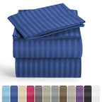 Luxury Striped Bed Sheet Set 3 or 4 Pcs – Hotel-Quality Deep Pocket 16", Extra Soft Breathable Cooling Sheets, Wrinkle & Fade Resistant, Twin Twin XL Full Queen King Cal King, 11 Colors