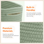 Woven Storage Baskets Set of 6 – Cotton Rope Round Shelf Baskets Bins for Organizing Closet Living Room Bedroom Playroom, Cute Small Decorative Cube Storage Caddy, Multiple Colors Available