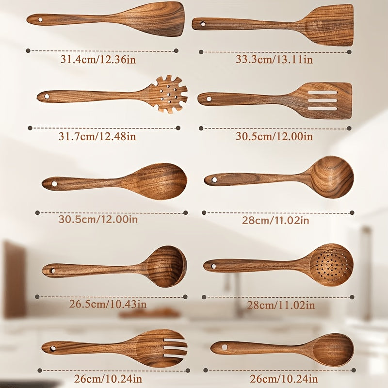 Premium Wooden Kitchen Utensil Set | Heat-Resistant, Non-Stick Safe | 3, 5 or 10 Piece