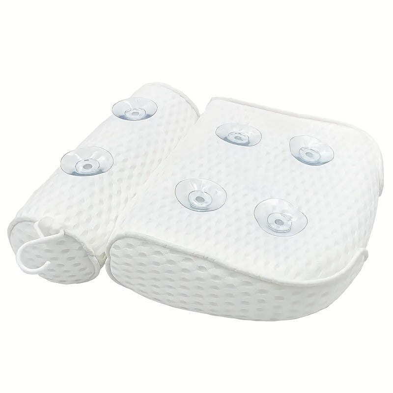 4D Grid Bath Pillow with Neck and Back Support - Bathtub Pillow with 6 Suction Cups, Quick-Drying Machine-Washable Spa Bathtub Cushion, Relaxation Gift for Women and Men