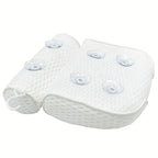 4D Grid Bath Pillow with Neck and Back Support - Bathtub Pillow with 6 Suction Cups, Quick-Drying Machine-Washable Spa Bathtub Cushion, Relaxation Gift for Women and Men