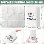 Christian Pocket Tissues Bulk 120 Pack 3-Ply Bible Verse Travel Facial Tissues for Church Supplies, Religious Party Favors, Teacher Gifts, Christmas, Thanksgiving & Back to School Events