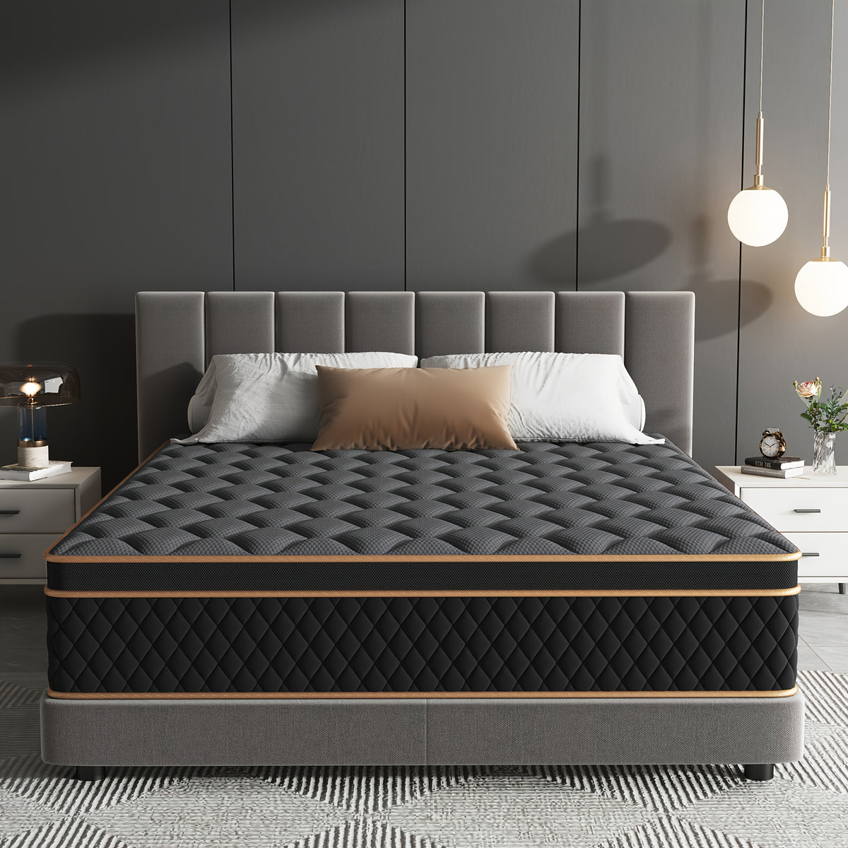 Hybrid Mattress | Memory Foam & Spring, Medium Firmness, Lumbar Support, Boxed – 10", 12" & 14" | Twin, Full, Queen, King