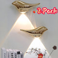 Motion Sensor Night Light 2-Pack Golden Bird Wall Lamp Rechargeable Magnetic Mount No Wiring 2-Color Modes for Bedroom Hallway Bathroom Living Room