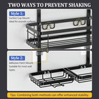 Hanging Shower Rack 5-Piece Set with Soap Holder, Towel & Bathrobe Hook | No-Drill Rust-Proof Adjustable Shower Caddy for Bathroom Storage