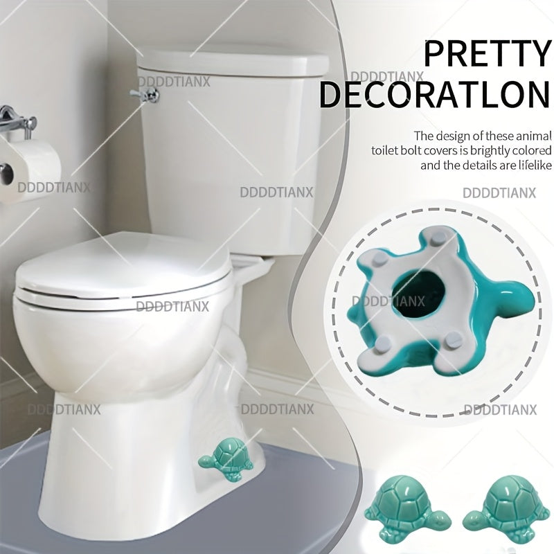 Decorative Toilet Bolt Caps, Rustproof Floor Bolt Covers for Bathroom Decor – Ocean Animal Style, Quick Install, 2 or 4-Piece Sets