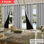100% Blackout Curtains 4-Panel – Coated Lining Grommet Top for Total Darkness, Privacy Drapes for Bedroom Living Room Kitchen Bathroom, 8 Colors 9 Sizes