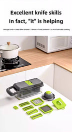 22-in-1 Vegetable Chopper & Mandoline Slicer with Container – 8 Interchangeable Blades, Onion Chopper, Food Dicer, Egg Separator & Finger Guard – All-in-One Kitchen Gadget for Veggie & Fruit Prep