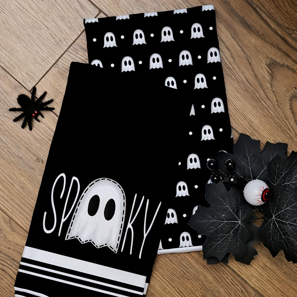 Halloween Hand Towels Set of 2 - 18x26 Inch Soft Polyester Kitchen and Bathroom Towels with Spooky Halloween Designs - Decorative Hand Drying Towels for Halloween Decor and Gifting