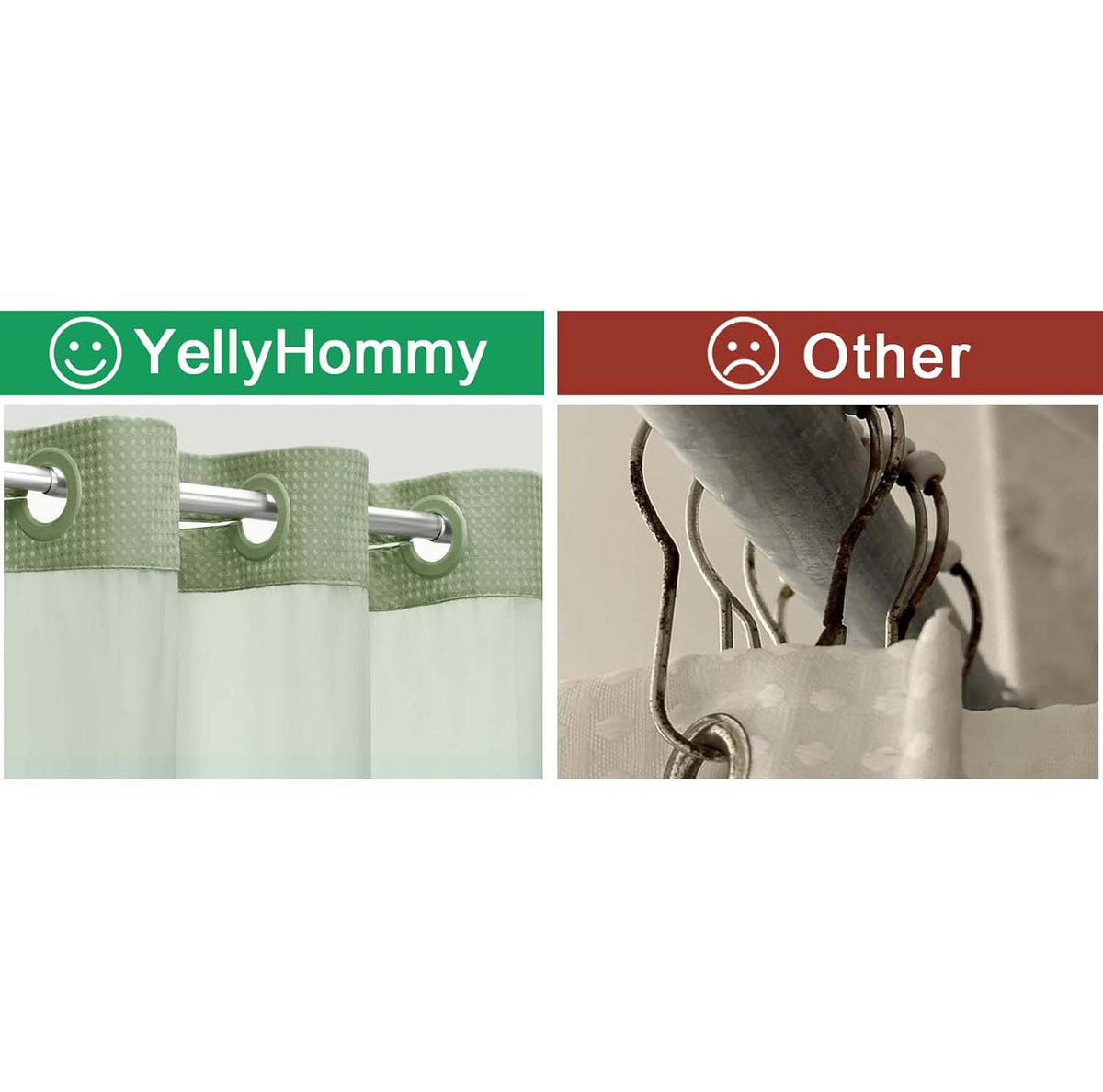 Hookless Waffle Shower Curtain Liner Set with Snap-In Liner Double Layer Window Panel – 6ft x 74.8 Inch Easy-Clean Polyester Bathroom Curtain for Home & Hotel