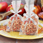 Candy Apple Sticks Bling Caramel Apple Wooden Skewers with Gift Bags & Glitter Ribbons - 25 or 49 Pack Decorative Cake Pop Sticks for Party Supplies, Halloween, Holidays, Silvery & Golden