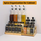 Bamboo 3-Tier Ladder Spice Rack & Kitchen Cabinet Organizer – Expandable Countertop Shelf for Spice Jars, Bottles & Pantry Storage – Space-Saving Kitchen Display Stand