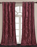 Luxury Distressed Crushed Velvet Curtains - 4-Piece Set (2 Panels + 2 Tiebacks), Grommet Top, Room Darkening | 10 Colors, 3 Sizes