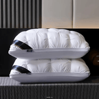 Hotel Quality Bed Pillows - Luxury Soft Polyester Fiber Satin Cover, Deep Sleep Neck Support No-Collapse, Zipper Closure Machine Washable, All-Season, 1/2/3/4-Pack White & Gray