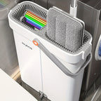 Flat Mop and Bucket Set 360 Degree Rotating Hands-Free Wringing Dual Compartment Clean Dirty Separation Ultra-Fine Fiber Floor Mop for Kitchen Bathroom Hardwood Tile
