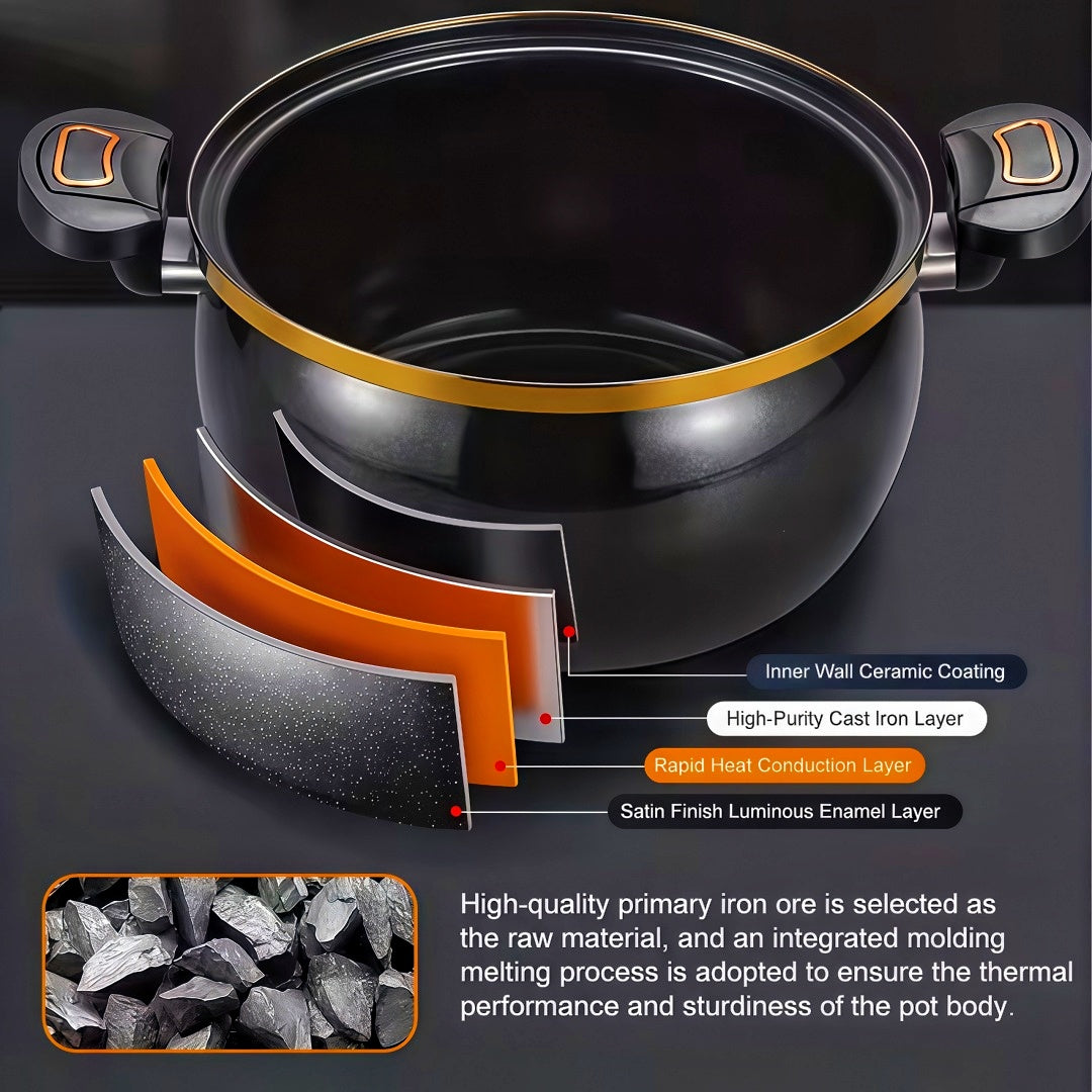 8.45QT Large Capacity Non-Stick Braiser Soup Pot with Twist-Lock Handle – Fast Even Heating, Gas Induction & Fire Pit Compatible for Home Restaurant & Camping