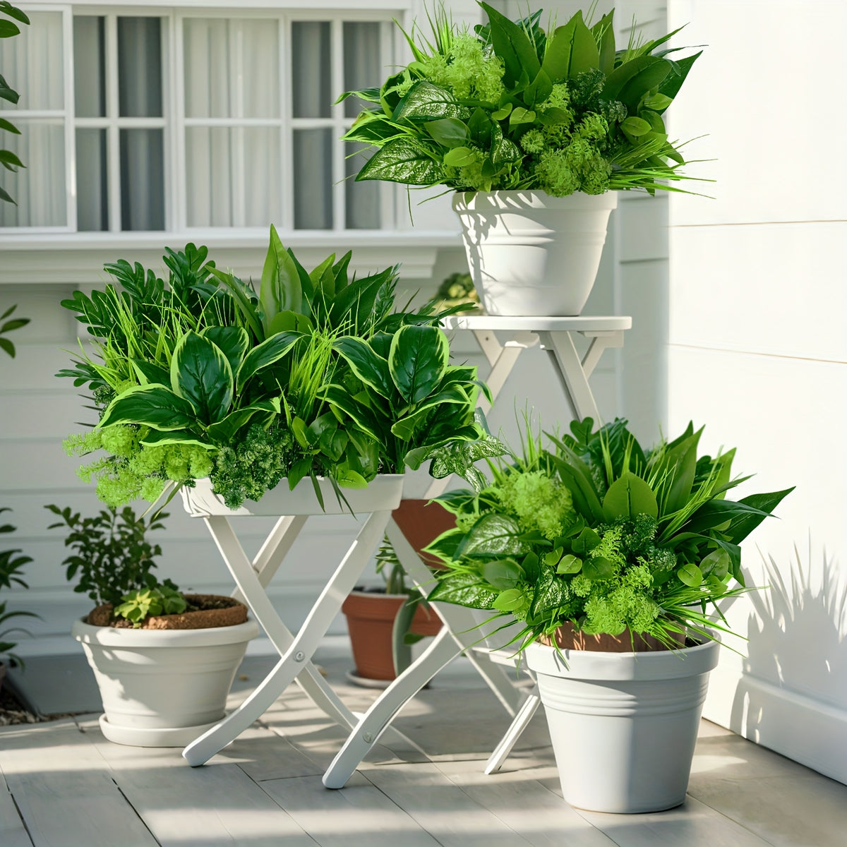 Artificial Boxwood Stems Set of 9 UV Protected Faux Greenery – Indoor Outdoor Fake Plants for Hanging Garden Porch Window Box Wedding Farmhouse Decor