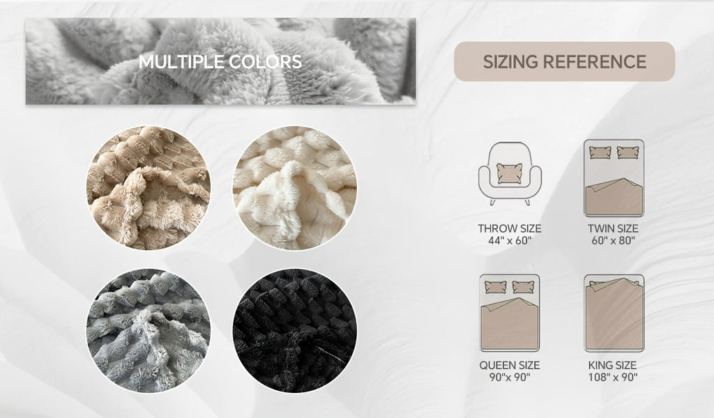 Super Soft Fuzzy Plush Throw Blanket 100% Polyester Lightweight Queen Size Bed Blanket for Women Bedroom Spring Summer 4 Colors 4 Sizes