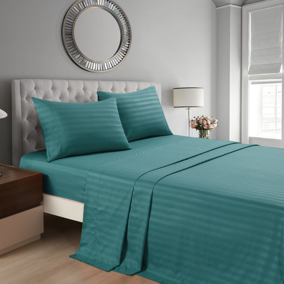 Striped Bed Sheet Set Extra Soft Breathable, Fade-Resistant Deep Pocket Fitted Sheets for Bedroom Guest Room Hotel – All Season 3/4 Piece (Flat Sheet, Fitted Sheet, Pillowcase)