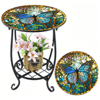 13.5 Inch Round Side Table Indoor Outdoor – Space-Saving Modern Accent Table for Patio Balcony Living Room Sofa Garden