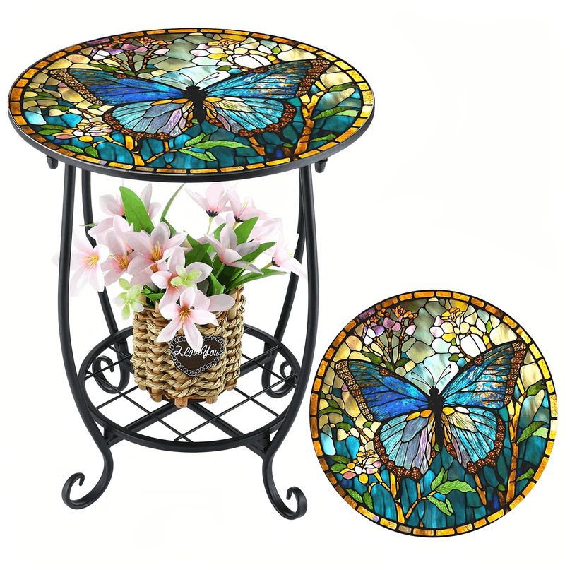 13.5 Inch Round Side Table Indoor Outdoor – Space-Saving Modern Accent Table for Patio Balcony Living Room Sofa Garden