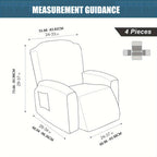 Stretch Recliner Sofa Slipcover Set of 4, Washable Couch Protector for Single Reclining Sofa with Elastic Base, Furniture Cover for Living Room
