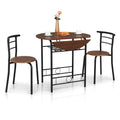 3-Piece Bistro Dining Set Drop Leaf Table and 2 Chairs Space Saving Kitchen Table Set for 2 with Wine Rack Metal Frame for Small Space Apartment Breakfast Nook