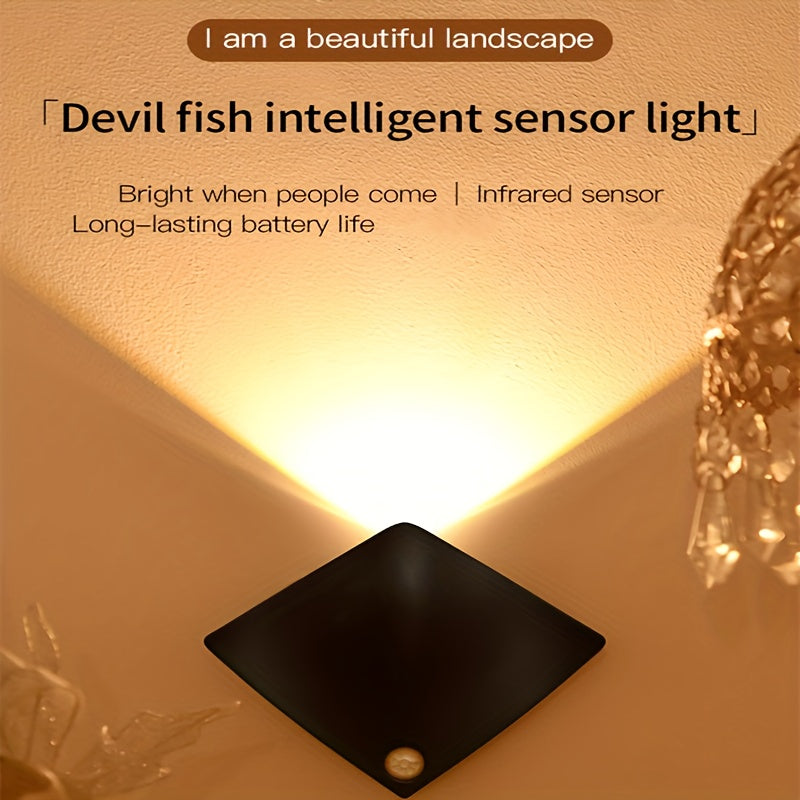Magnetic LED Motion Sensor Night Light No-Drill Wall Light USB Rechargeable - Adjustable Brightness, IP44, Animal Art Design for Bedroom Hallway Cabinet Staircase Home Decor - Warm & White Options