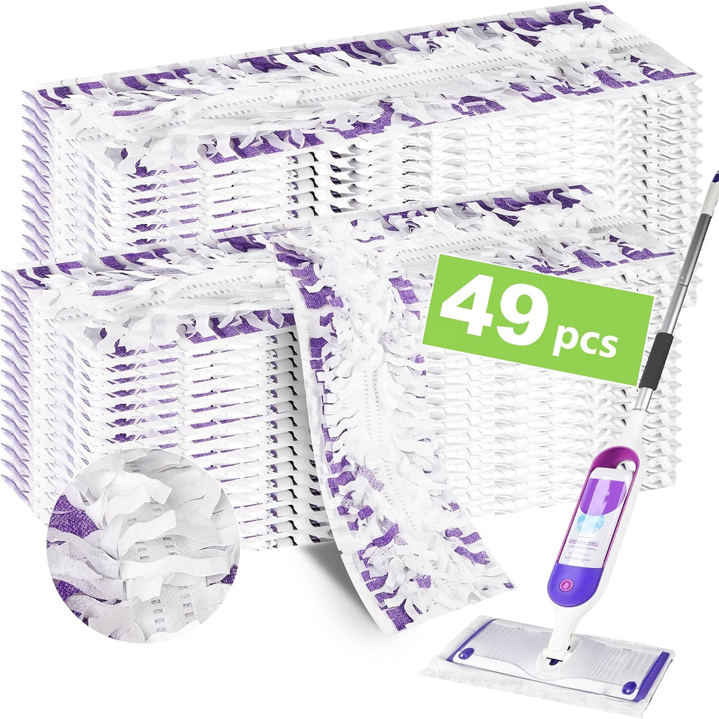 Disposable Mop Pads 49 Pack, Thickened Multi-Surface Replacement Refills Compatible with Swiffer PowerMop, Household Floor Cleaning Pads for All Finished Floors (Mop Rod Not Included)