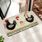 Welcome Door Mat - Embroidered Rooster Design Non-Woven Indoor Outdoor Floor Mat for Entrance Bathroom Kitchen Porch and Study