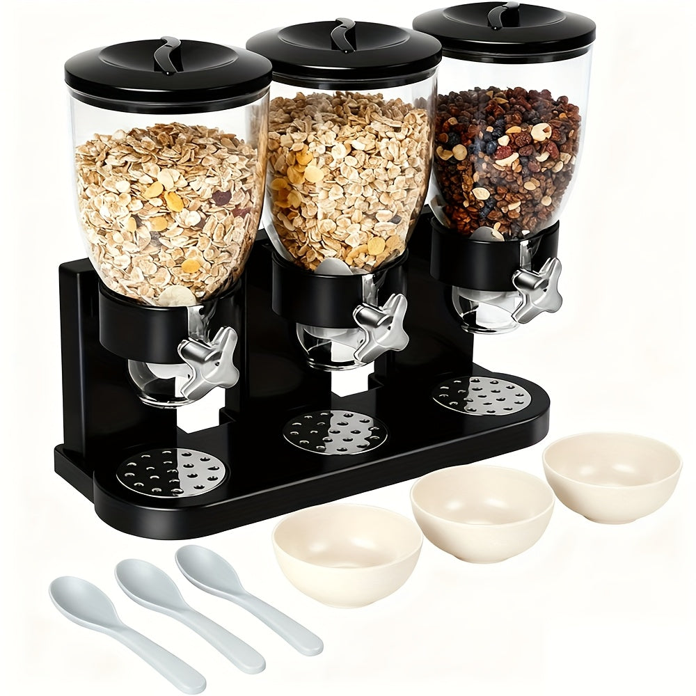Dry Food & Candy Dispenser with Spoon, Bowl & Lid – 17.5oz Countertop Snack Organizer for Pantry, Oatmeal, Nuts, Granola & Treats