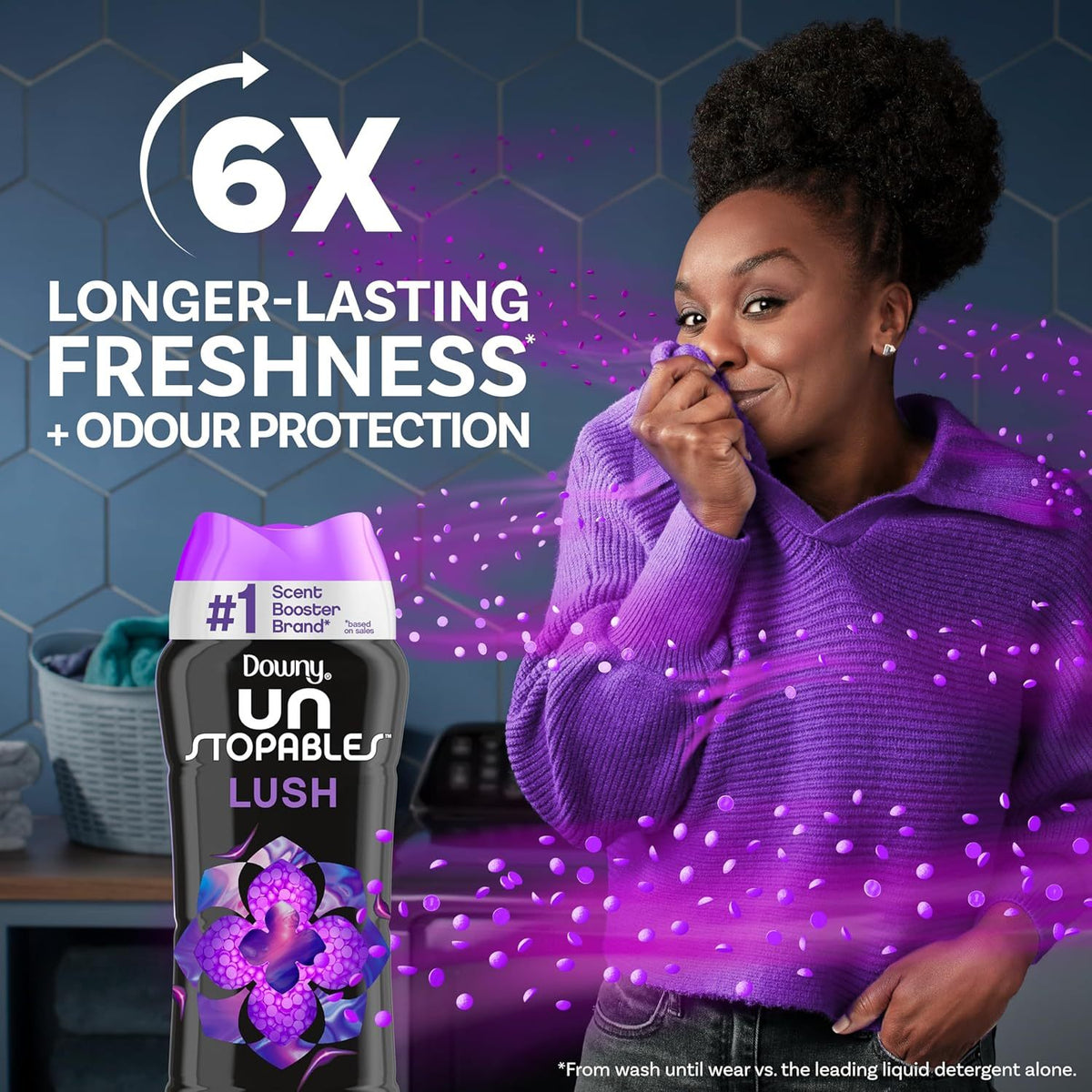 Downy Unstopables Lush In-Wash Scent Booster Beads 4-Pack 5oz Each – Lavender Cedar Vanilla Fragrance, 12-Week Freshness, Safe for All Fabrics & Washing Machines