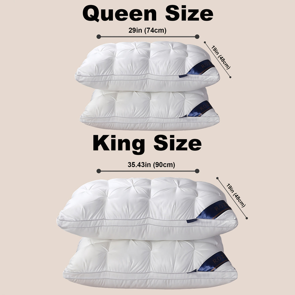 Luxury Hotel-Quality Bed Pillows Queen King Size, Hypoallergenic Plush Fill Cooling Pillow for Side Back Sleepers, Machine Washable All-Season Sleep Pillow 1 or 2 Pack