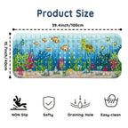 Non-Slip Bathtub Mat with Suction Cups & Drain Holes – PVC Shower Mat 40x16, Cushioned, Machine Washable, Fun Ocean Designs for Kids & Adults
