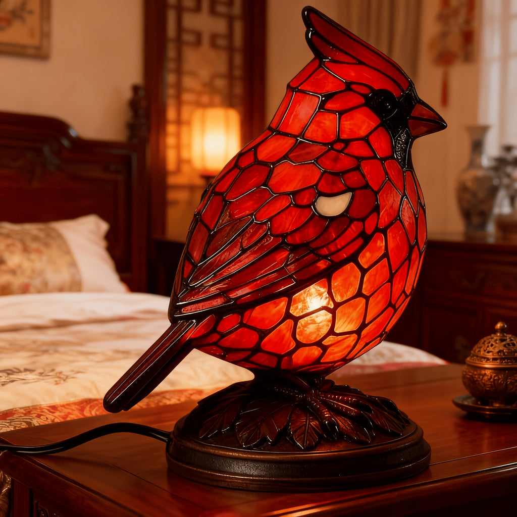 Red Bird Lighted Tabletop Night Lamp - USB Powered Decorative Bird Light for Holiday Home Decor, Christmas Thanksgiving New Year Gift | Nuvia Haven