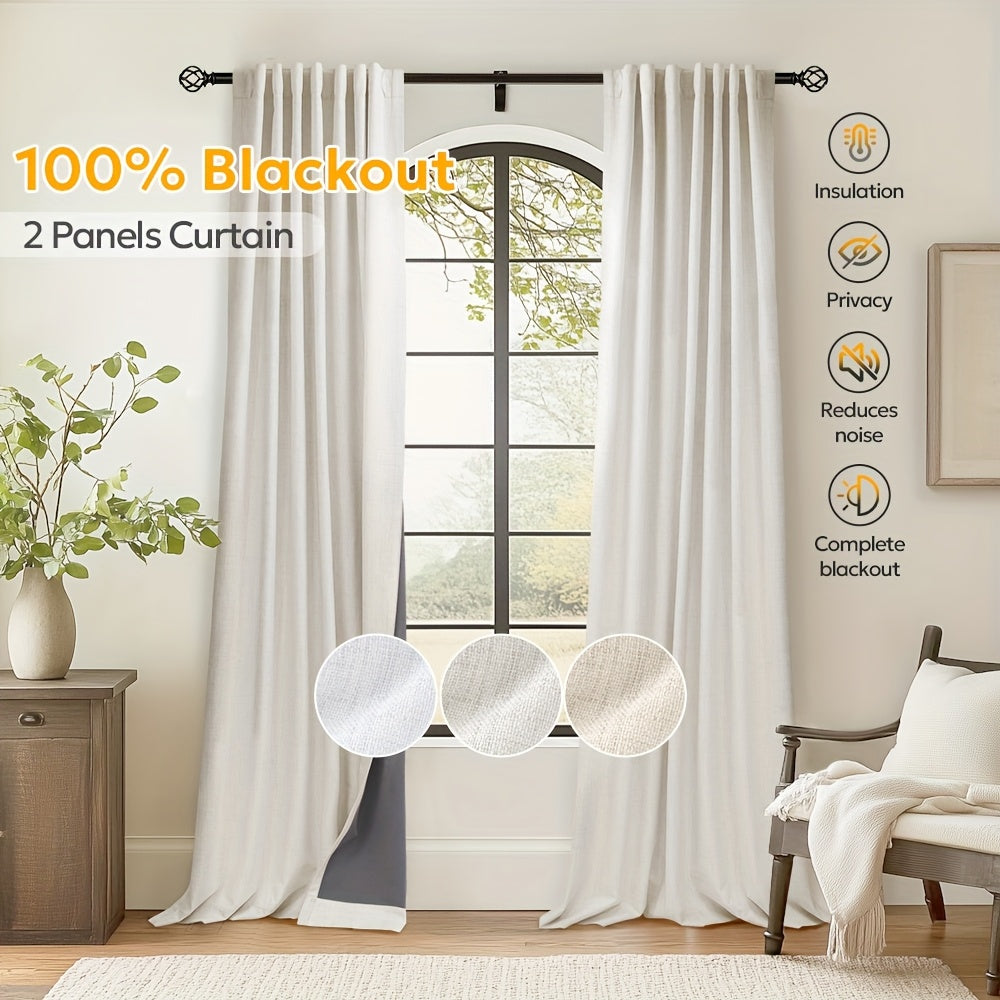 100% Blackout Curtains Back Tab & Rod Pocket for Bedroom Living Room - Thermal Insulated Darkening Drapes 2 & 4 Panel Sets for Windows Office Kitchen, Modern Home Decor