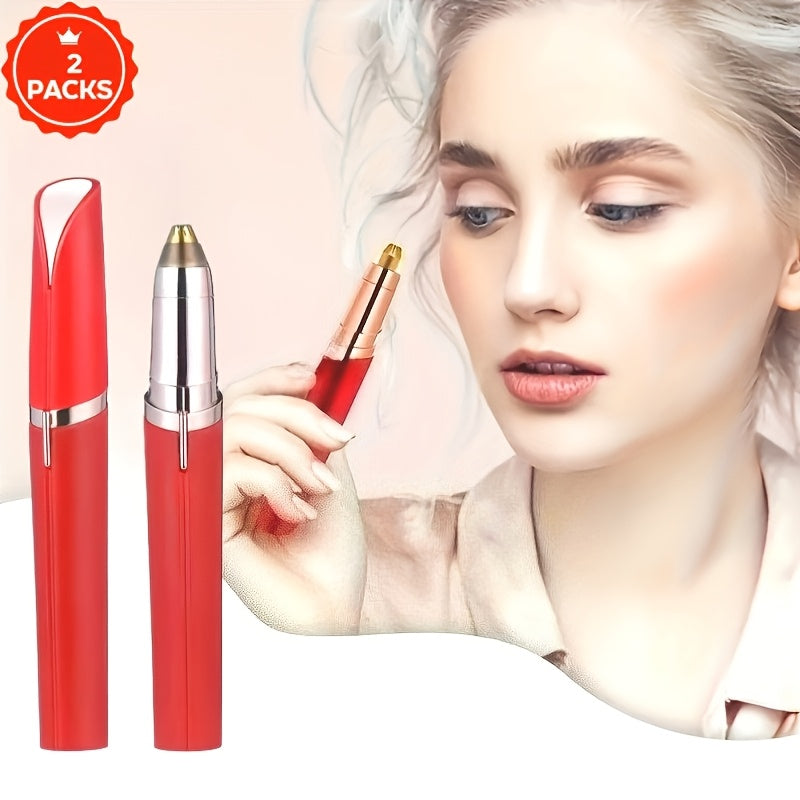 Electric Eyebrow Trimmer 2 Pack USB Rechargeable Painless Precision Hair Remover Women - Face Leg Lip Armpit Portable Razor Pink Rose Gold