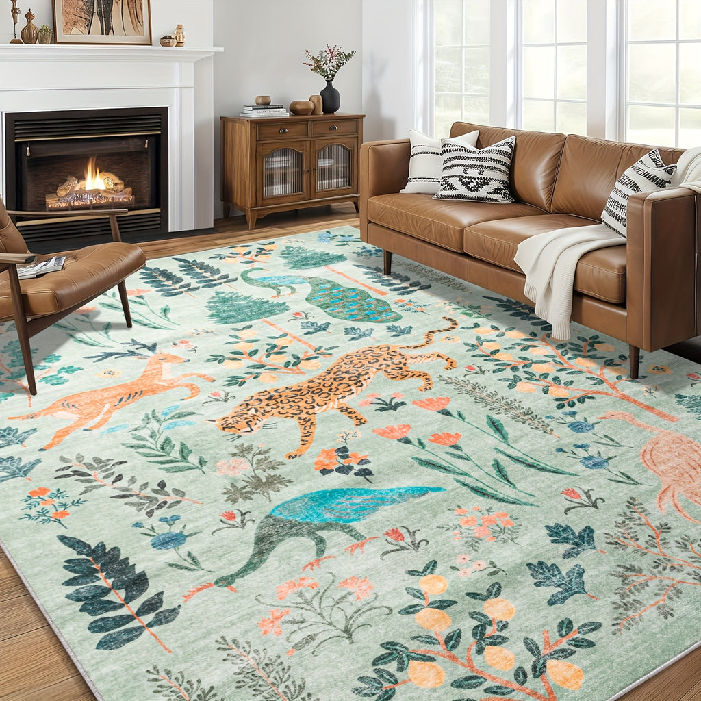 Jungle Animal Area Rug Tiger Print Anti-Slip Soft Floor Mat for Living Room Bedroom Kids Playroom Daycare 5x7 6x9 8x10 9x12