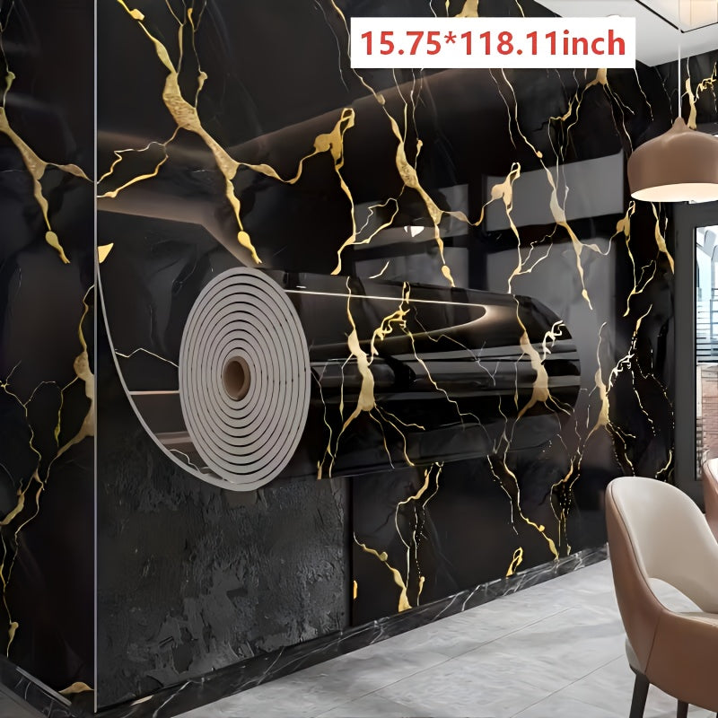 3D Marble Peel and Stick Wall Tile Stickers – Self-Adhesive Removable Glossy Glitter Backsplash Decals for Kitchen, Bathroom, Living Room & Bedroom Wall Makeover